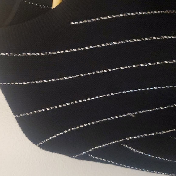 Opening Ceremony Black Silver Striped Long Sleeve Pull Over Wool Top L - Picture 3 of 10